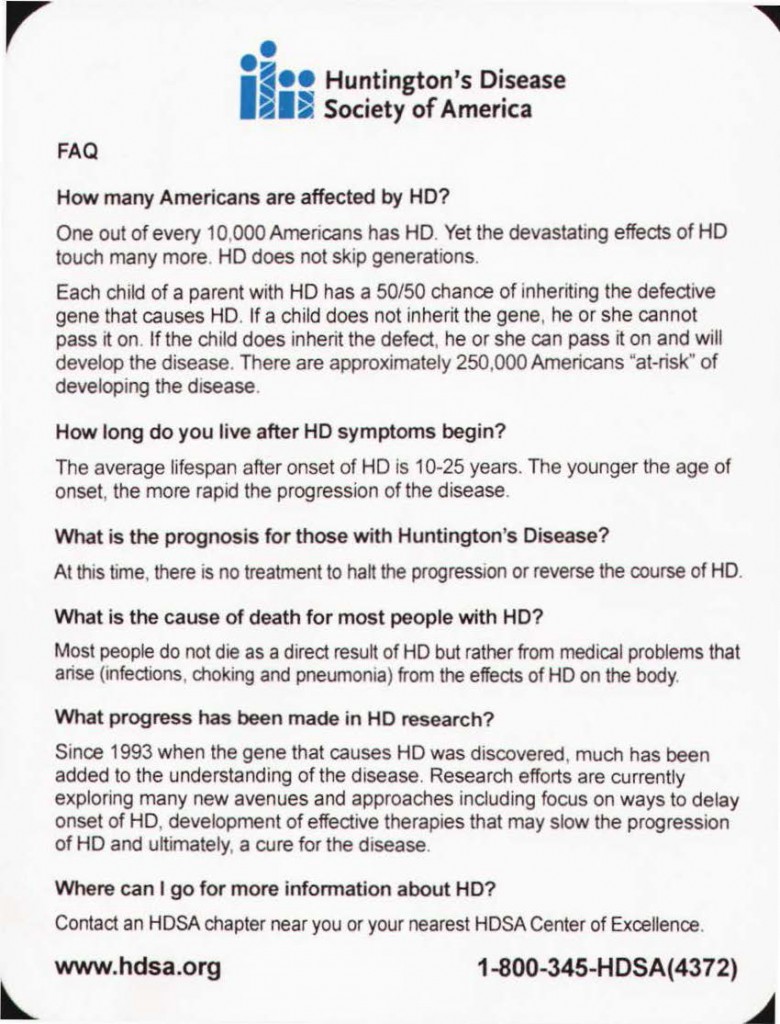 Huntington's disease FAQ_Page_1